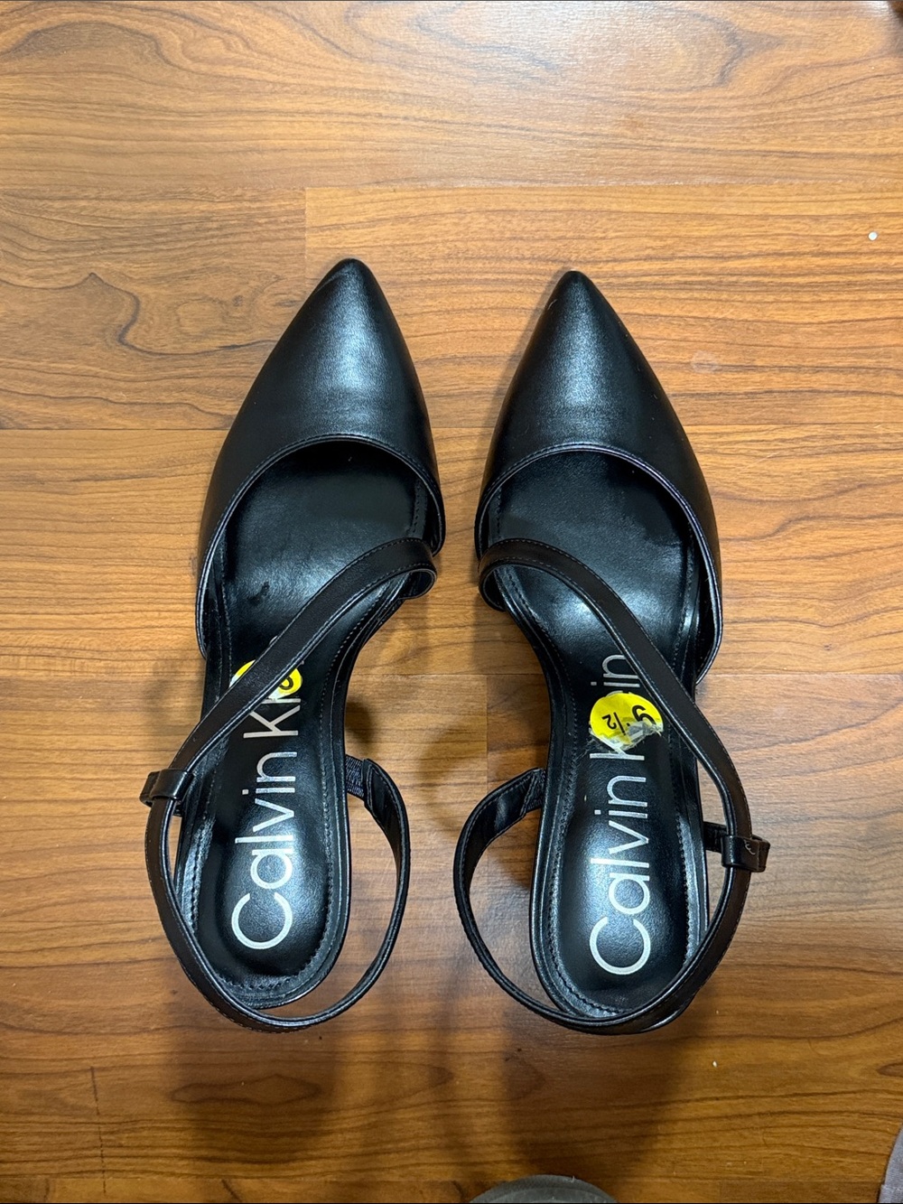 Calvin Klein Black Pointed Slingback Heels